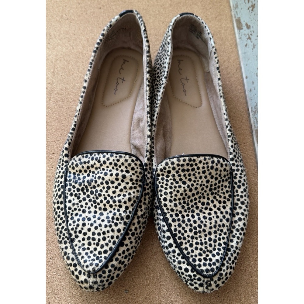 Me Too Anissa Pointed Toe Loafers Cheetah Print Genuine Calf Hair Size 9M‎